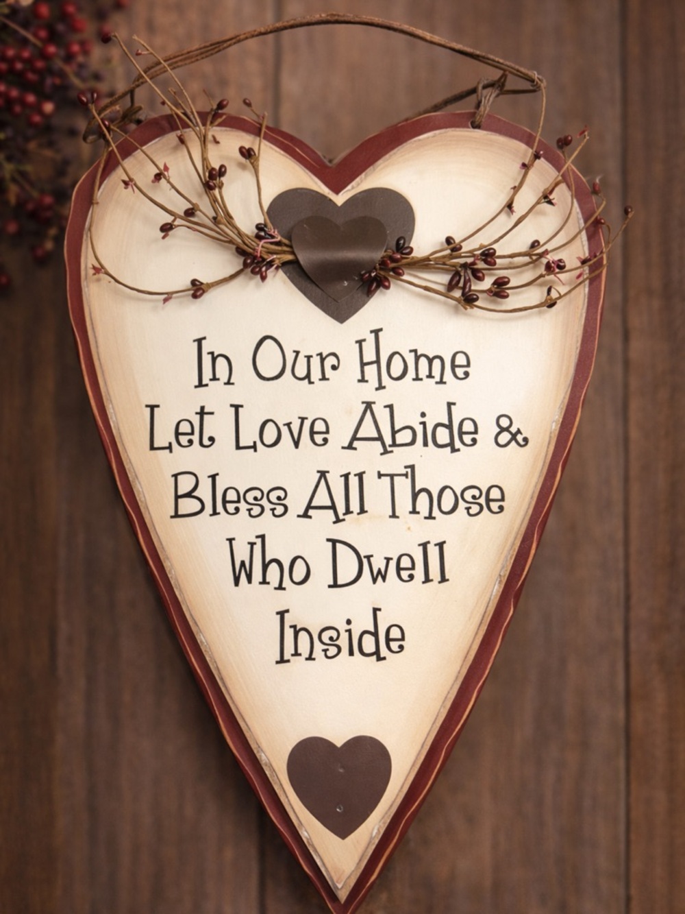 Rustic Heart Wall Decor Sign In Our Home Let Love Abide Primitive Farmhouse Hang